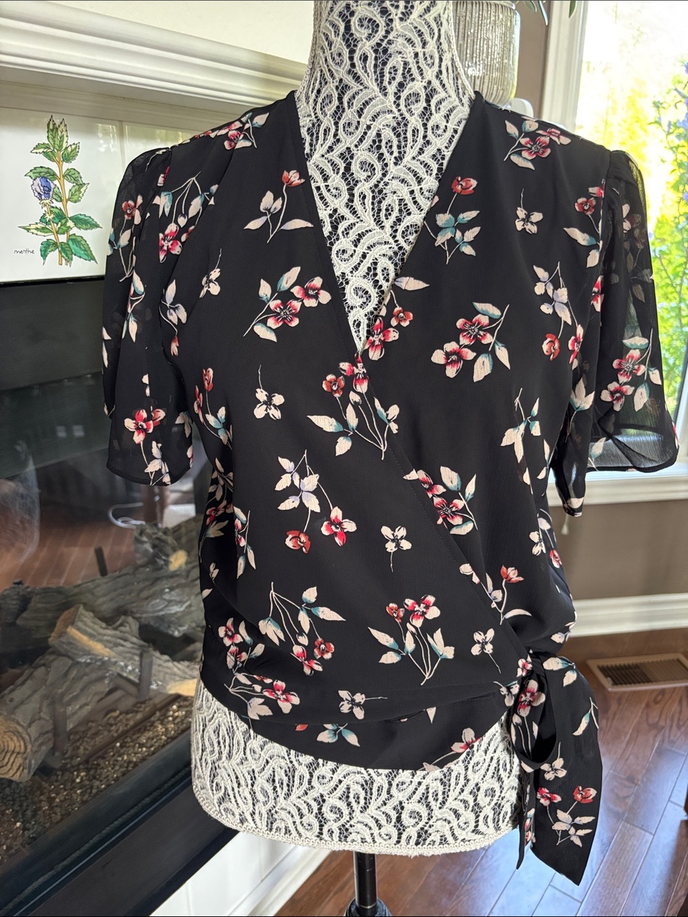 Madewell  Floral Wrap Blouse with Side Tie